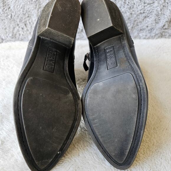 Frye Women Judith Leather Dual Zip Fashion Heeled Ankle Booties Size 8.5M Black - Picture 8 of 8